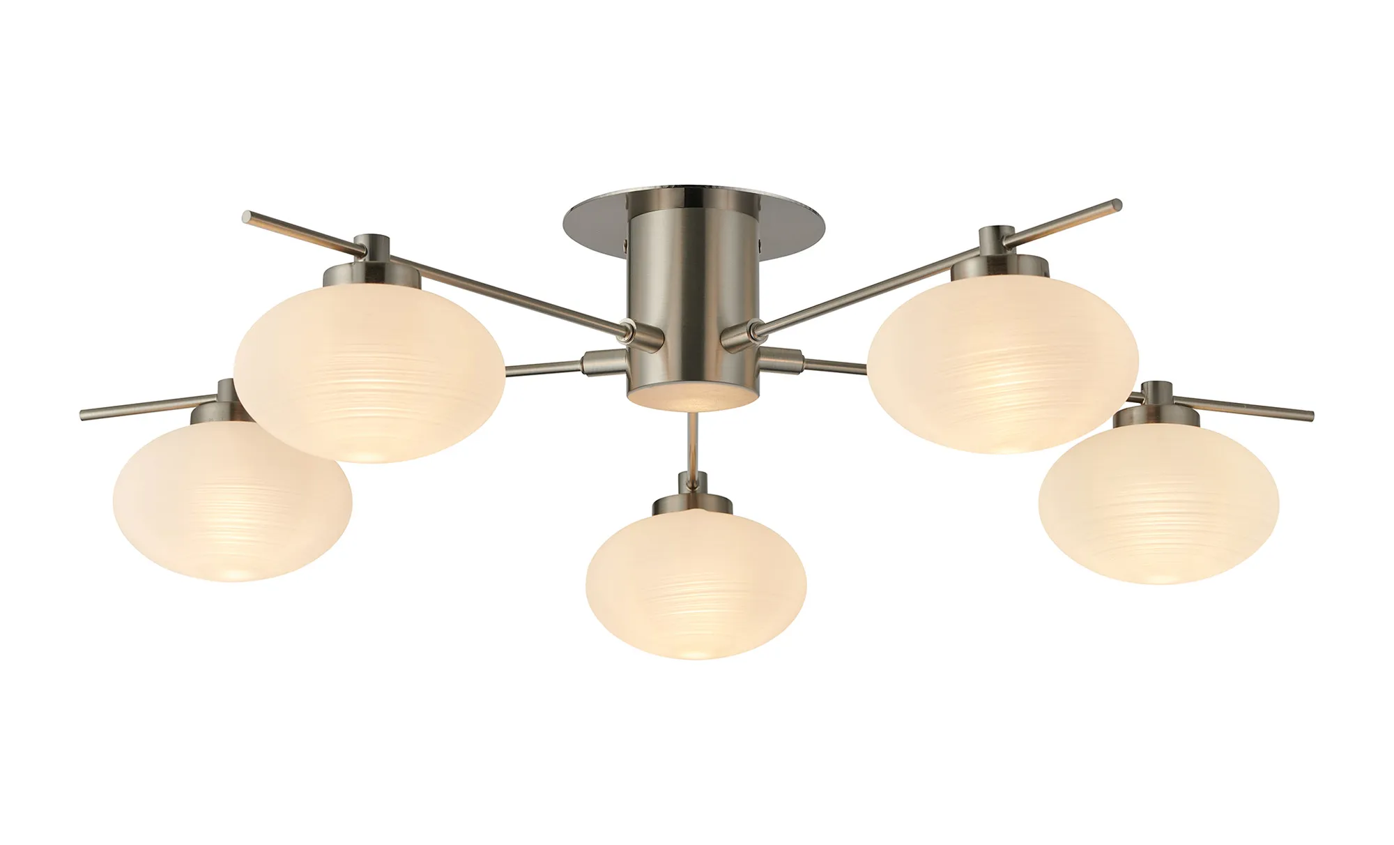 D0972SN/A/OP  Addie Flush Ceiling, 5 Light G9, Satin Nickel/Opal A Glass